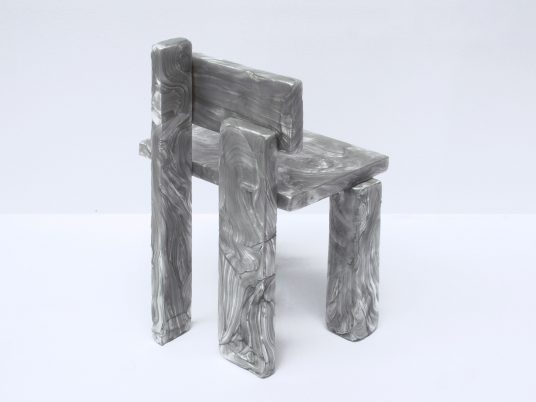 Plasticiet stretches recycled plastic like taffy for Mother of Pearl furniture