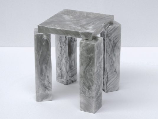 Plasticiet stretches recycled plastic like taffy for Mother of Pearl furniture