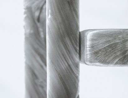 Plasticiet stretches recycled plastic like taffy for Mother of Pearl furniture