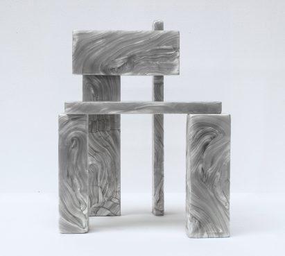 Plasticiet stretches recycled plastic like taffy for Mother of Pearl furniture