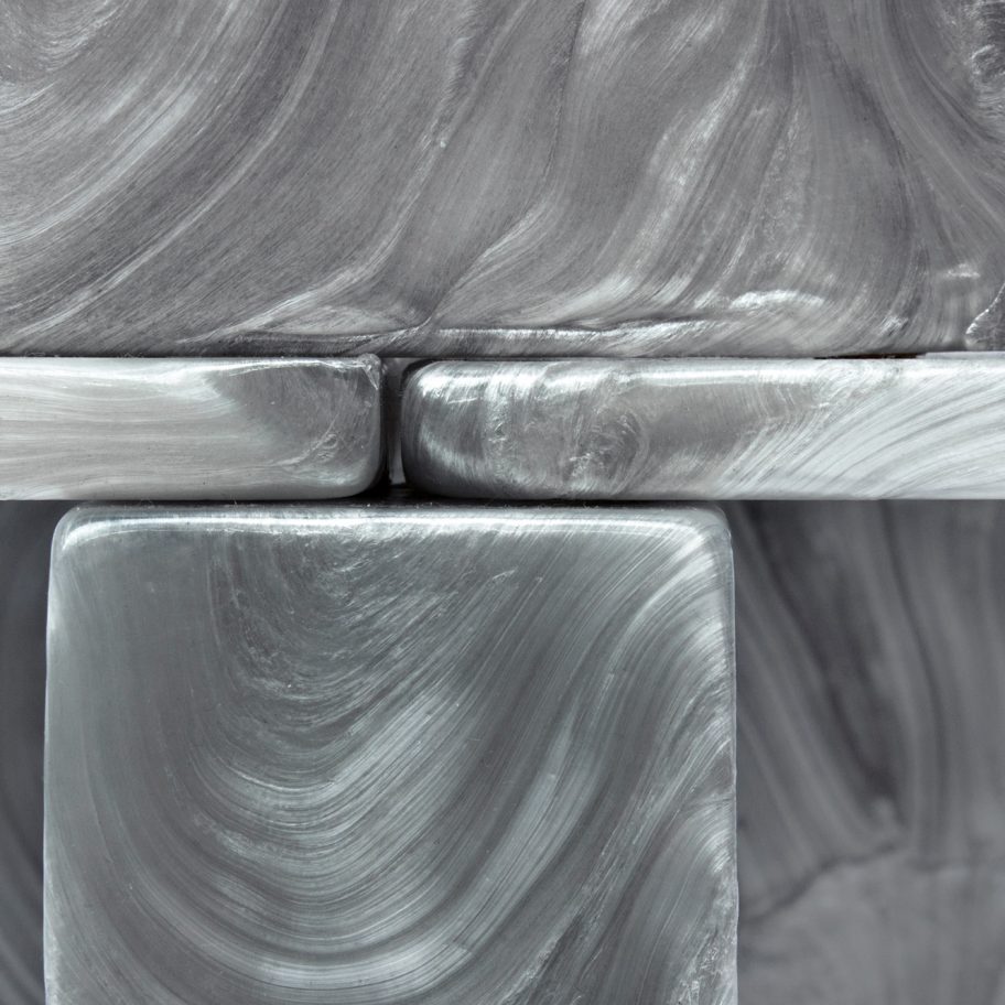 Plasticiet stretches recycled plastic like taffy for Mother of Pearl furniture