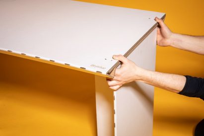 The cardboard desk can be ordered online