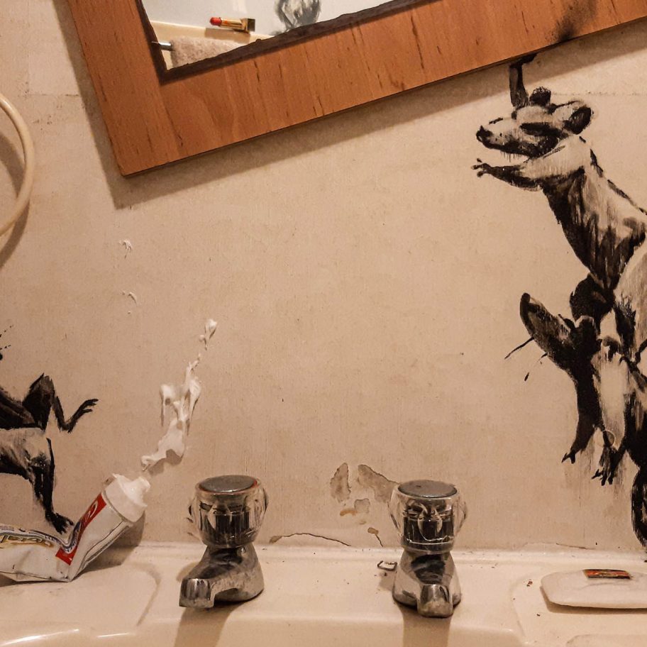 Banksy creates rat installation in his bathroom