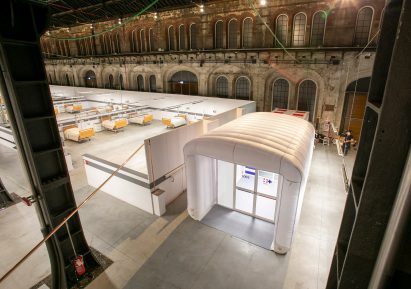 Shipping-container intensive care unit by Carlo Ratti and Italo Rota installed at Turin hospital