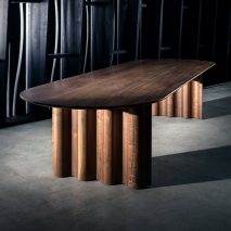 Läufer & Keichel design table with ribbon-like legs for Zeitraum