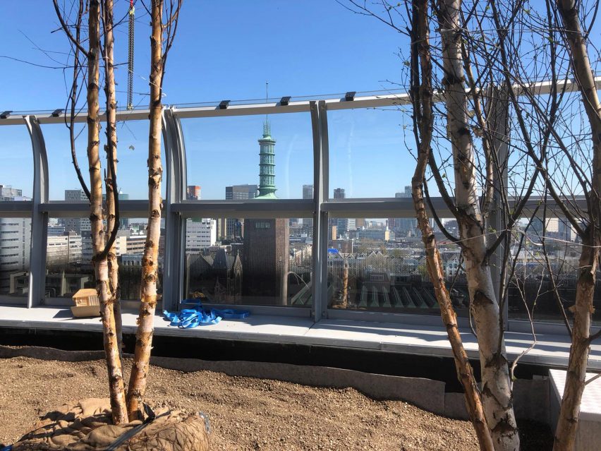 Depot Boijmans Van Beuningen by MVRDV trees installed on roof