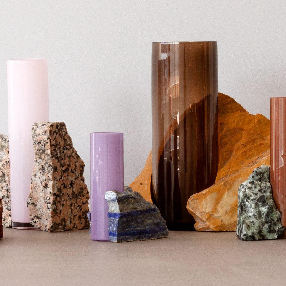 Studio EO's marble and glass Drill Vases are "part chaos and part control"