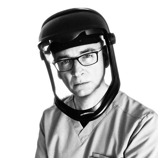 Face shield interview with epidemiologist Michael Edmond