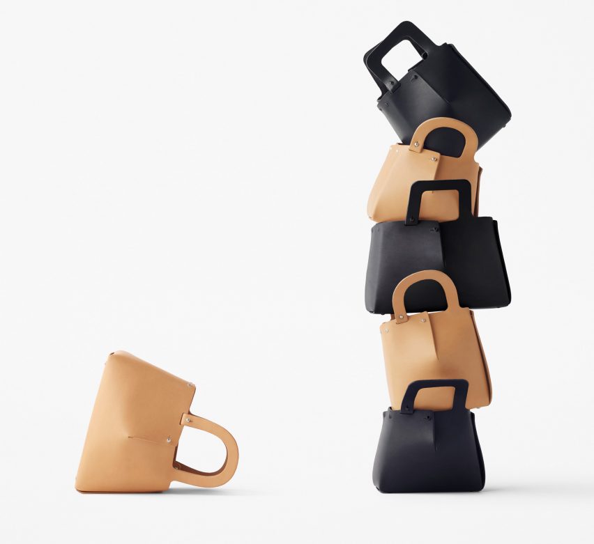Nendo designs Mai bag from single sheet of laser-cut leather