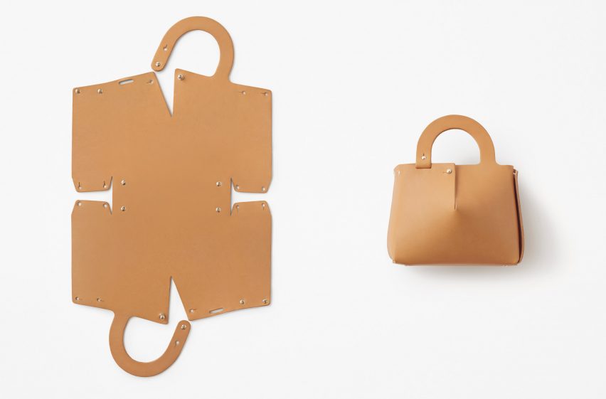 Nendo designs Mai bag from single sheet of laser-cut leather