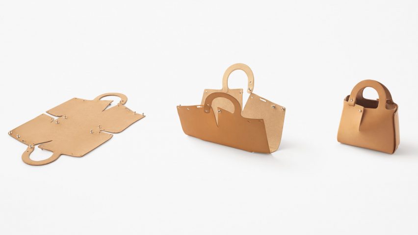 Nendo designs Mai bag from single sheet of laser-cut leather