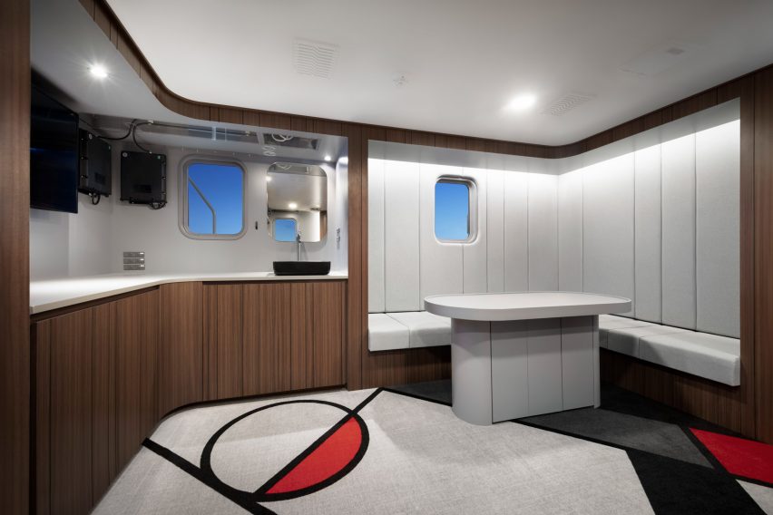 Nendo adorns Shofukumaru longliner boat with graphic patterns to recall life on land