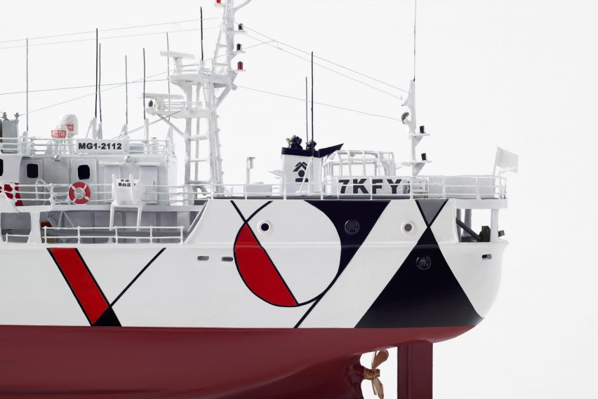 Nendo adorns Shofukumaru longliner boat with graphic patterns to recall life on land