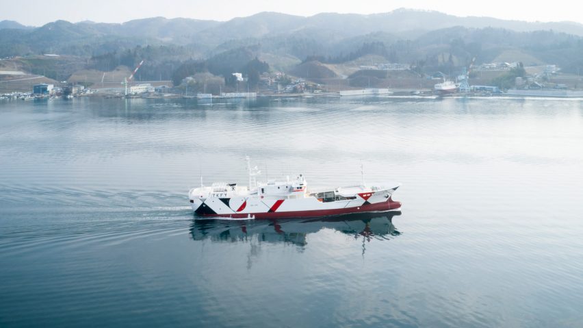 Nendo adorns Shofukumaru longliner boat with graphic patterns to recall life on land