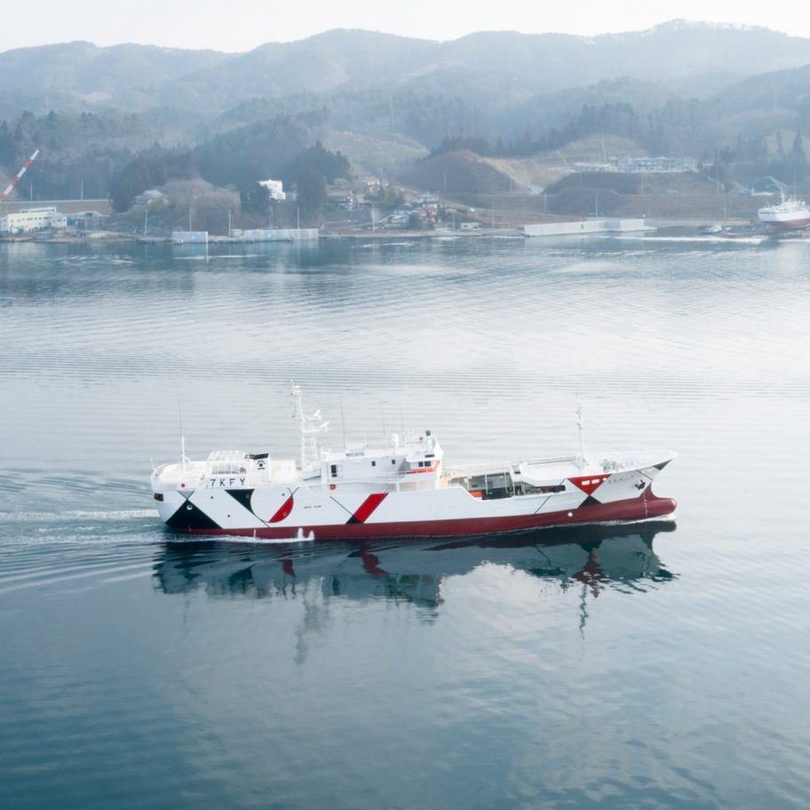 Nendo adorns Shofukumaru longliner boat with graphic patterns to recall life on land