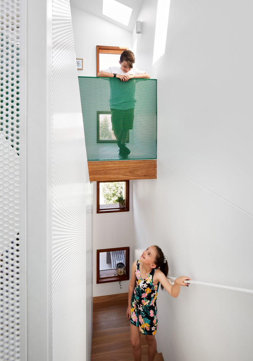 Perforated steel staircase