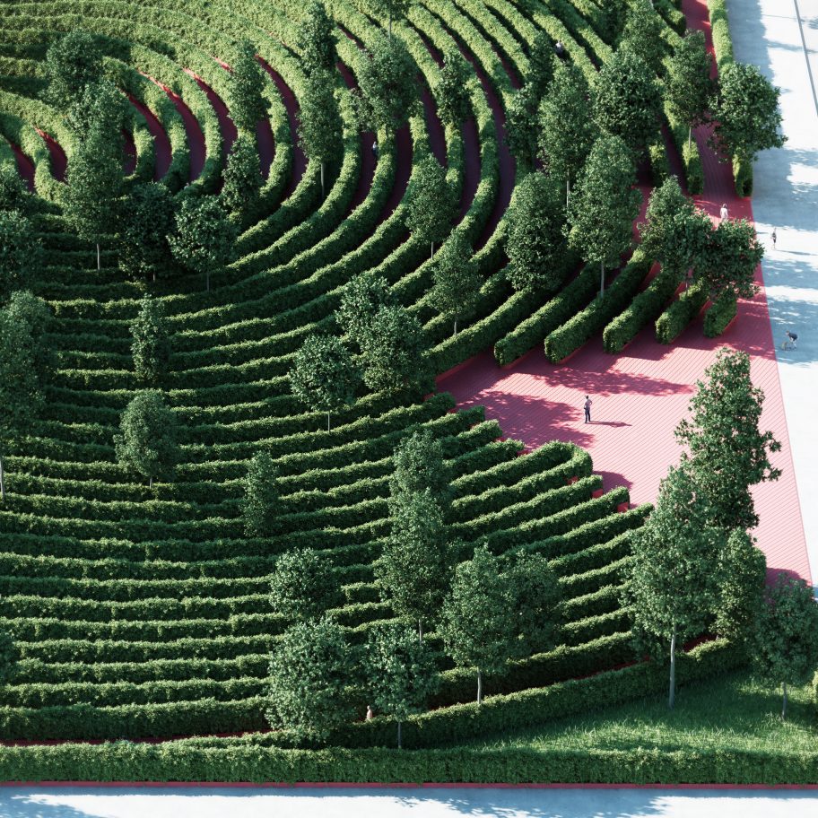Parc de la Distance by Studio Precht designed to encourage social distancing during coronavirus 