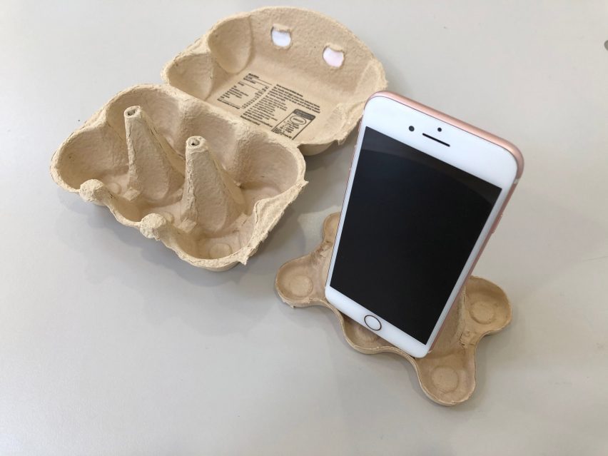 Paul Priestman makes DIY smartphone stand from an egg box for video calls