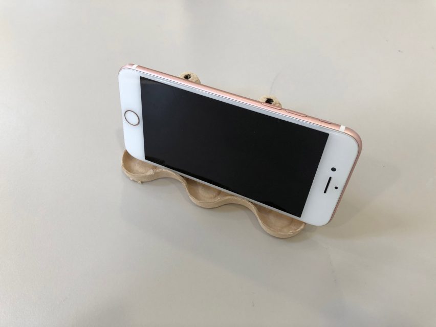 Paul Priestman makes DIY smartphone stand from an egg box for video calls