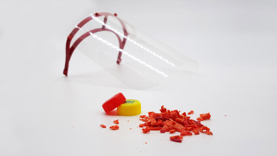 Recycled plastic turned into face shields and hands-free door handles to fight coronavirus