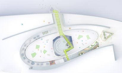Beeline installation by SO-IL at Amanda Levete's MAAT museum