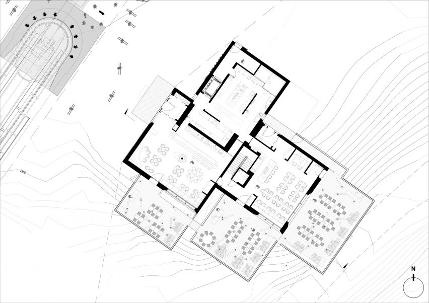 Gütsch restaurant complex at Mount Gütsch, Andermatt, Switzerland, by Studio Seilern Architects