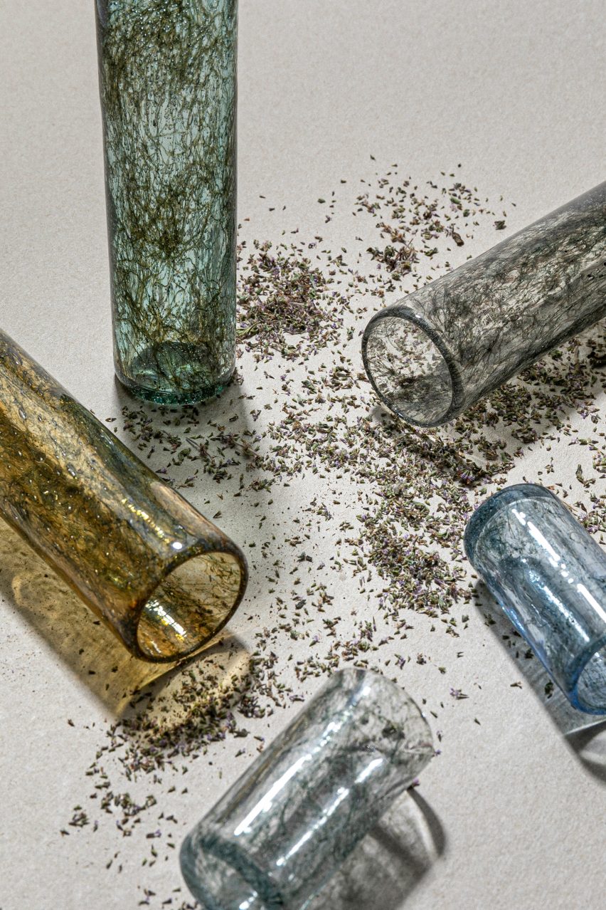 T Sakhi infuses Murano glass with metal wires for Tasting Threads glassware