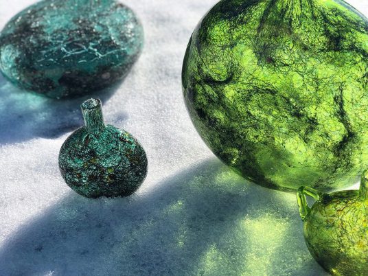 T Sakhi infuses Murano glass with metal wires for Tasting Threads glassware