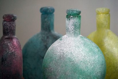 T Sakhi infuses Murano glass with metal wires for Tasting Threads glassware