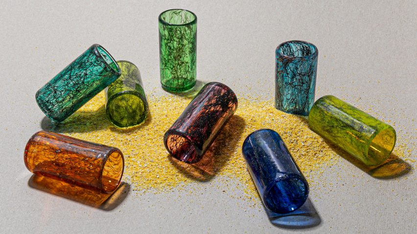 T Sakhi infuses Murano glass with metal wires for Tasting Threads glassware