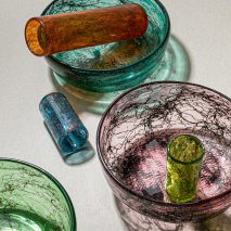 T Sakhi infuses Murano glass with metal wires for Tasting Threads glassware