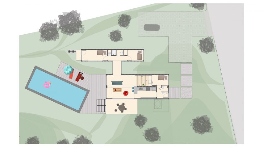 Amagansett Modular House by MB Architecture Ground Floor Plan