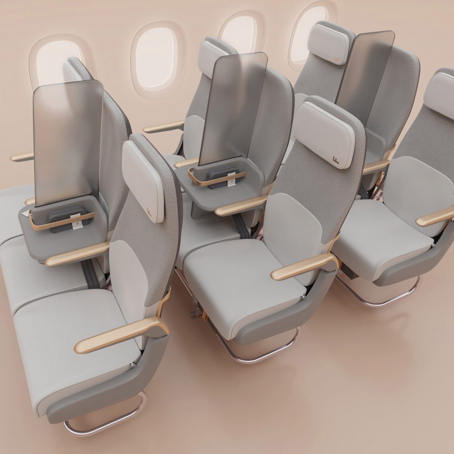 Factorydesign creates Isolation passenger screen for social distancing on planes