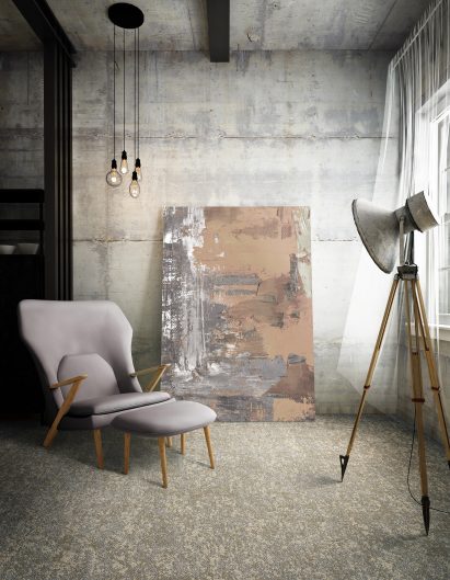 Forbo's Tessera Earthscape carpet tile collection features a dappled effect inspired by nature