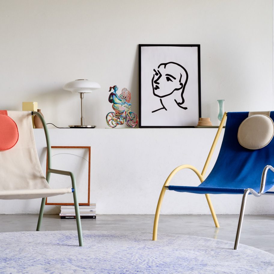 Kaoi studio designs modular Ebba chairs based on Ettore Sottsass' Memphis movement