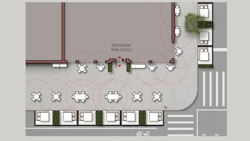 Kit of parts outdoor dining designed by David Rockwell