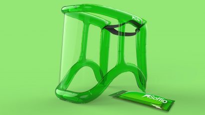 Soffio inflatable face shield by MARGstudio, Alessio Casciano Design and Angeletti Ruzza