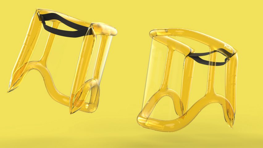 Soffio inflatable face shield by MARGstudio, Alessio Casciano Design and Angeletti Ruzza