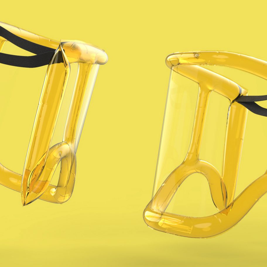 Soffio inflatable face shield by MARGstudio, Alessio Casciano Design and Angeletti Ruzza