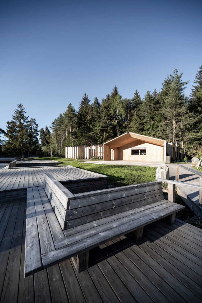 Cafe and changing room alongside Völser Weiher Lake in South Tyrol by Network of Architecture