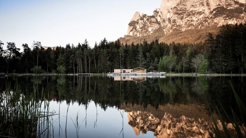 Cafe and changing room alongside Völser Weiher Lake in South Tyrol by Network of Architecture