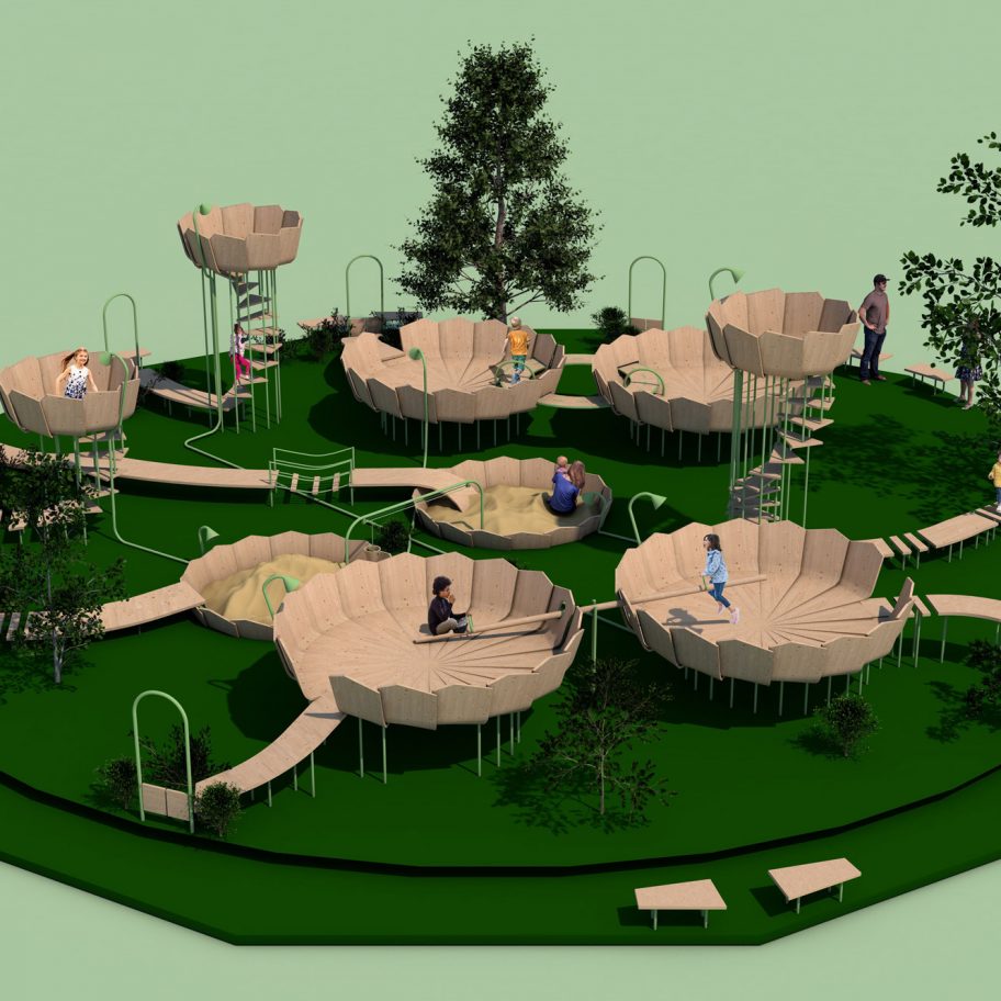Rimbin is an "infection-free" playground concept inspired by water lilies
