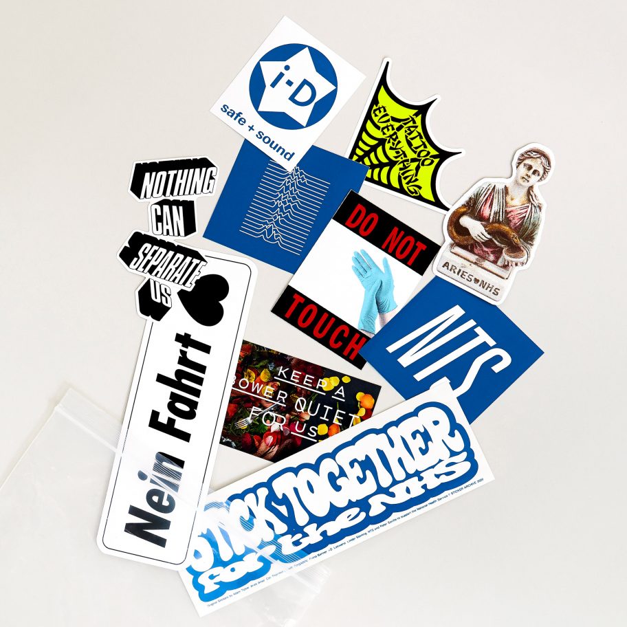 Peter Saville and Fergadelic design Stick Together stickers to support the NHS