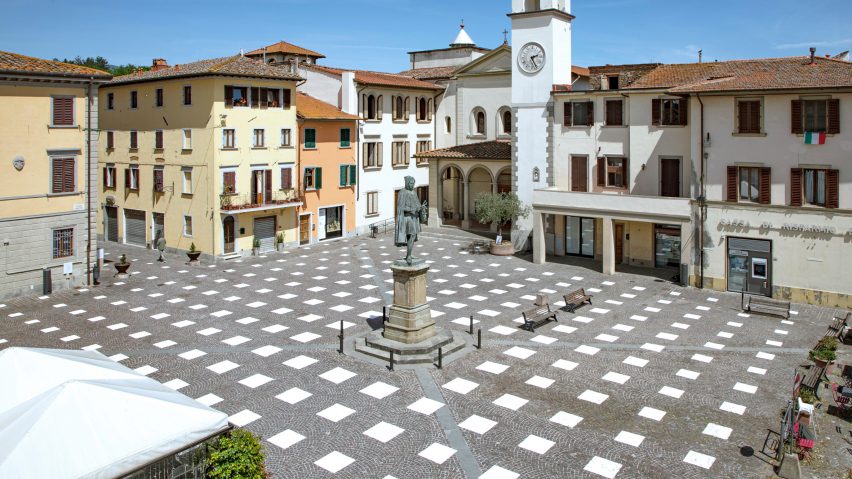 Caret Studio installs grid-like social distancing system in Italian plaza