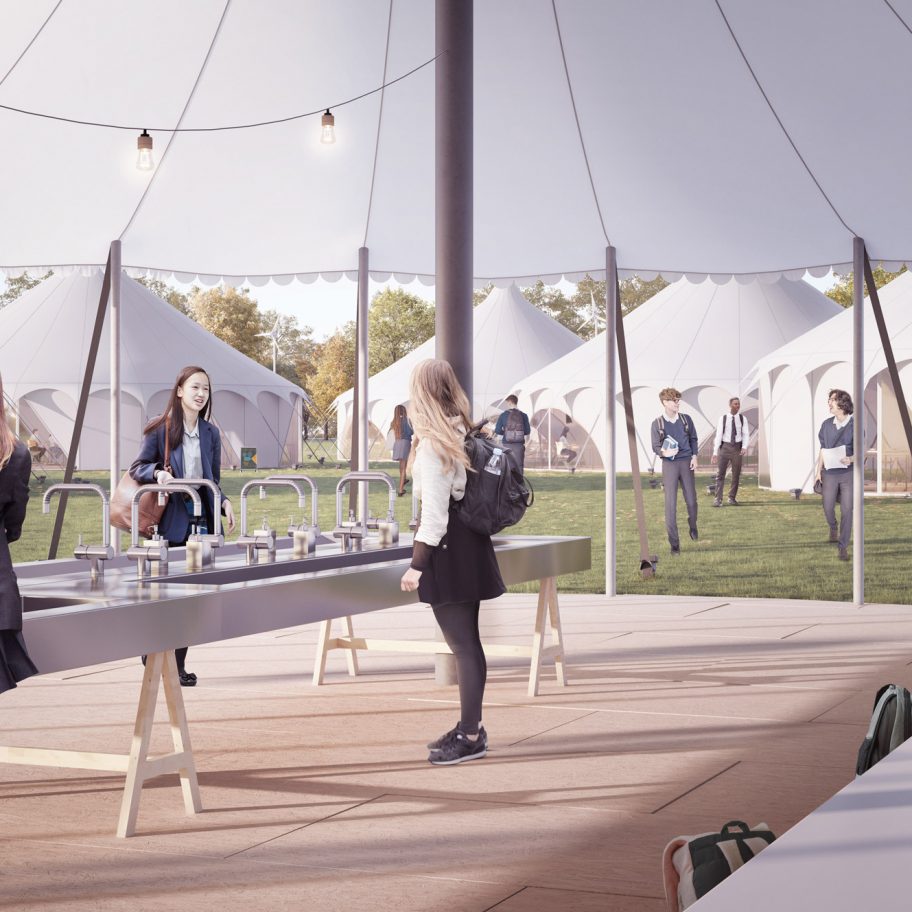 Curl la Tourelle Head proposes tent classrooms to allow social distancing in schools