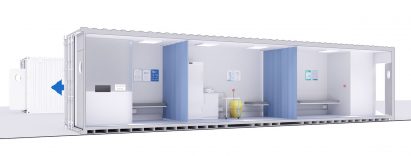 Shipping-containter Vaccincation Centres by Waugh Thistleton Architects