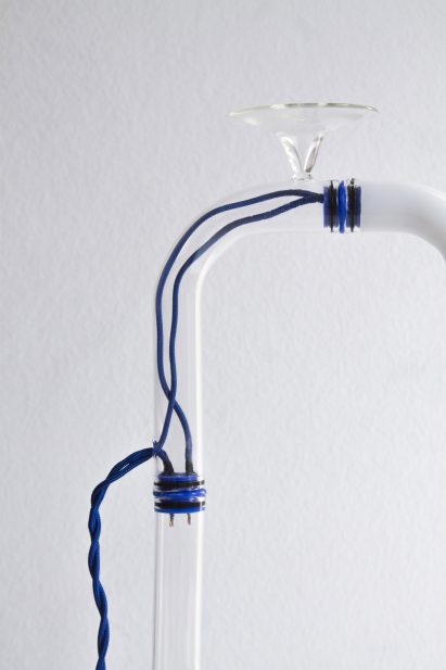 Tubular Circuiti Liquidi lamp uses blue liquid to activate light