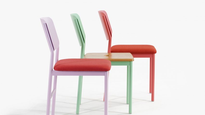 Division Twelve creates powder-coated bent-metal furniture for the contract market that comes in an array of bright colours