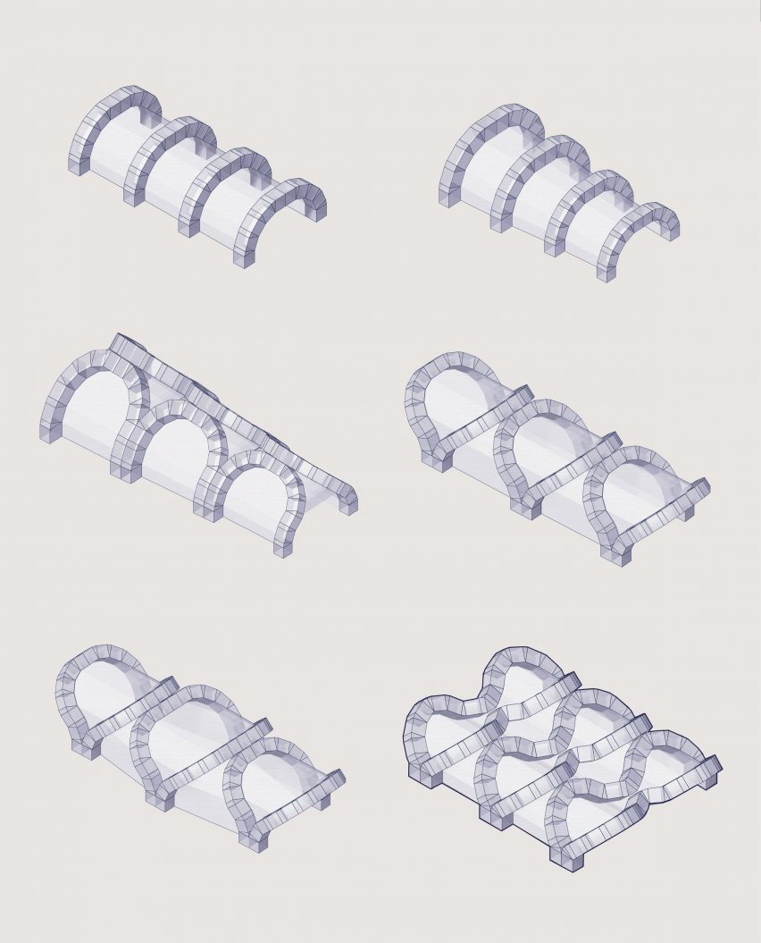 Eliza Hague designs inflatable origami-like "greenhouse villages" from bamboo and shellac