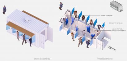 D-Tec shipping-container coronavirus-testing centres by Grimshaw and SG Blocks for Osang